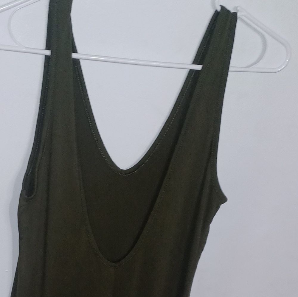 Fashion Nova- Olive Green - 1 Piece Pants Romper- W Sz Large - Picture 4 of 5
